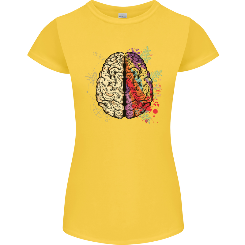 Science vs Artistic Brain Art IQ Physics Womens Petite Cut T-Shirt Yellow