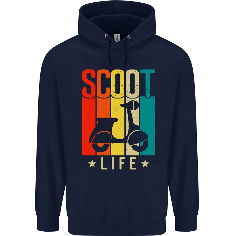 Scoot Life Scooter Motorcycle Childrens Kids Hoodie Navy Blue
