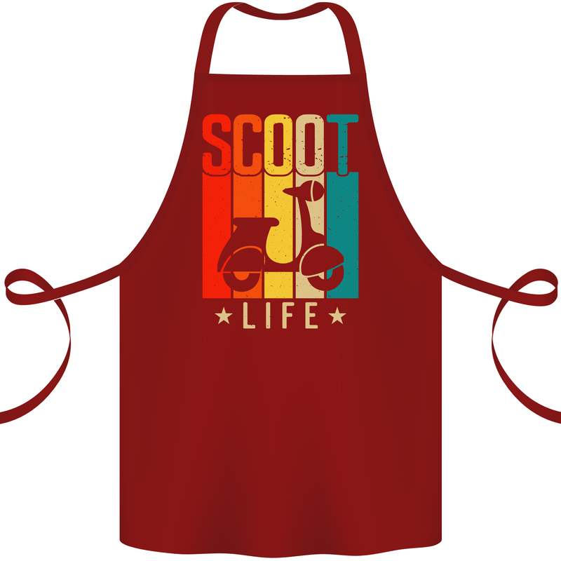 Scoot Life Scooter Motorcycle Cotton Apron 100% Organic Maroon