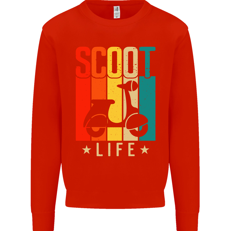 Scoot Life Scooter Motorcycle Kids Sweatshirt Jumper Bright Red