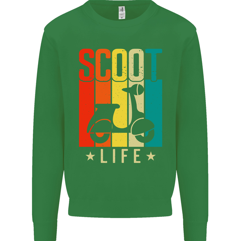 Scoot Life Scooter Motorcycle Kids Sweatshirt Jumper Irish Green