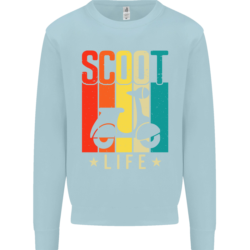 Scoot Life Scooter Motorcycle Kids Sweatshirt Jumper Light Blue