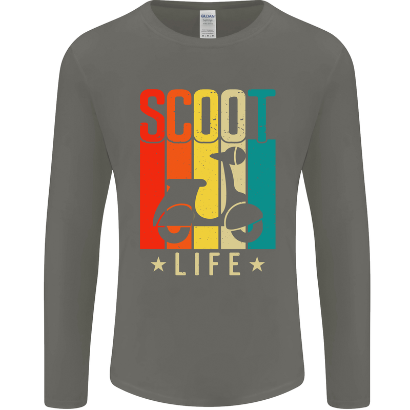 Scoot Life Scooter Motorcycle Mens Long Sleeve T-Shirt Charcoal