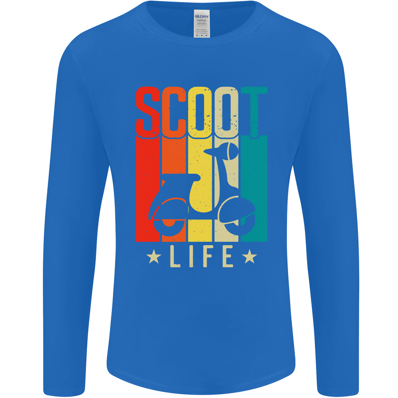 Scoot Life Scooter Motorcycle Mens Long Sleeve T-Shirt Royal Blue
