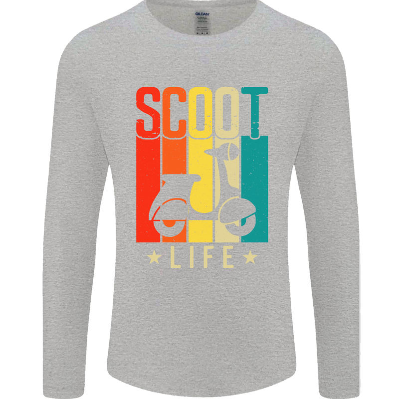 Scoot Life Scooter Motorcycle Mens Long Sleeve T-Shirt Sports Grey