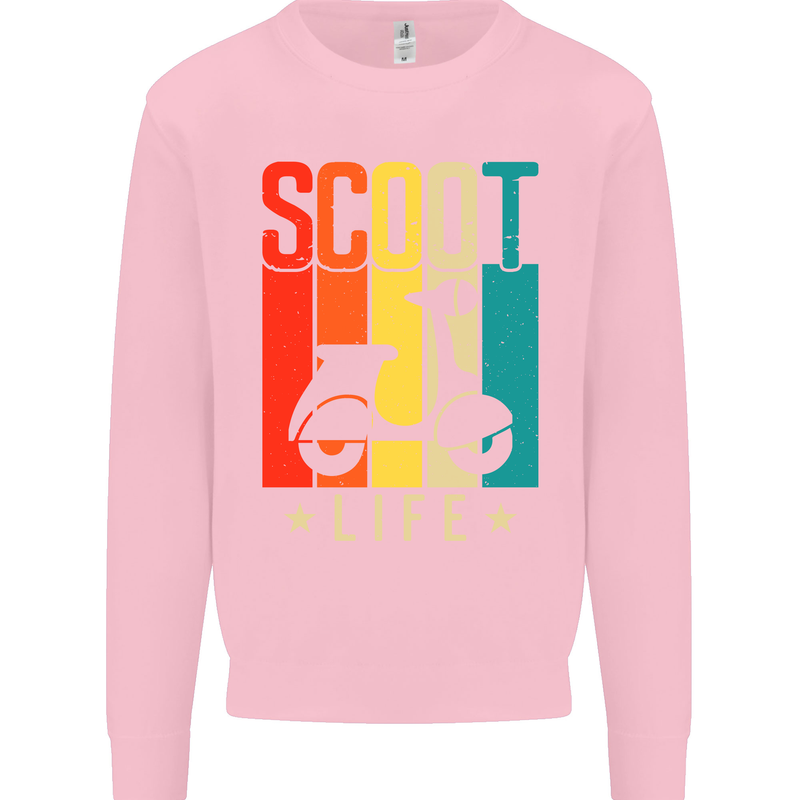 Scoot Life Scooter Motorcycle Mens Sweatshirt Jumper Light Pink