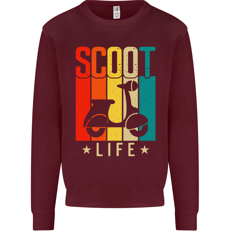 Scoot Life Scooter Motorcycle Mens Sweatshirt Jumper Maroon