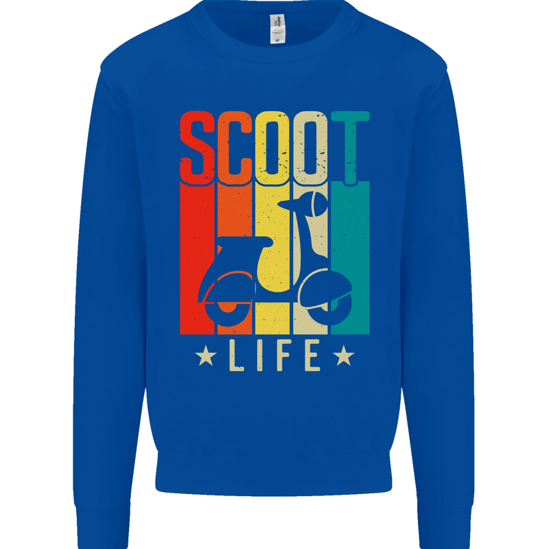 Scoot Life Scooter Motorcycle Mens Sweatshirt Jumper Royal Blue
