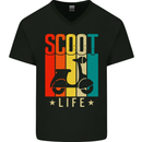Scoot Life Scooter Motorcycle Mens V-Neck Cotton T-Shirt Black