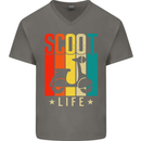 Scoot Life Scooter Motorcycle Mens V-Neck Cotton T-Shirt Charcoal