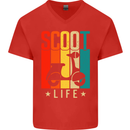Scoot Life Scooter Motorcycle Mens V-Neck Cotton T-Shirt Red
