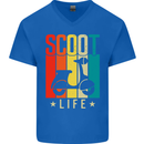 Scoot Life Scooter Motorcycle Mens V-Neck Cotton T-Shirt Royal Blue