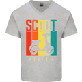 Scoot Life Scooter Motorcycle Mens V-Neck Cotton T-Shirt Sports Grey