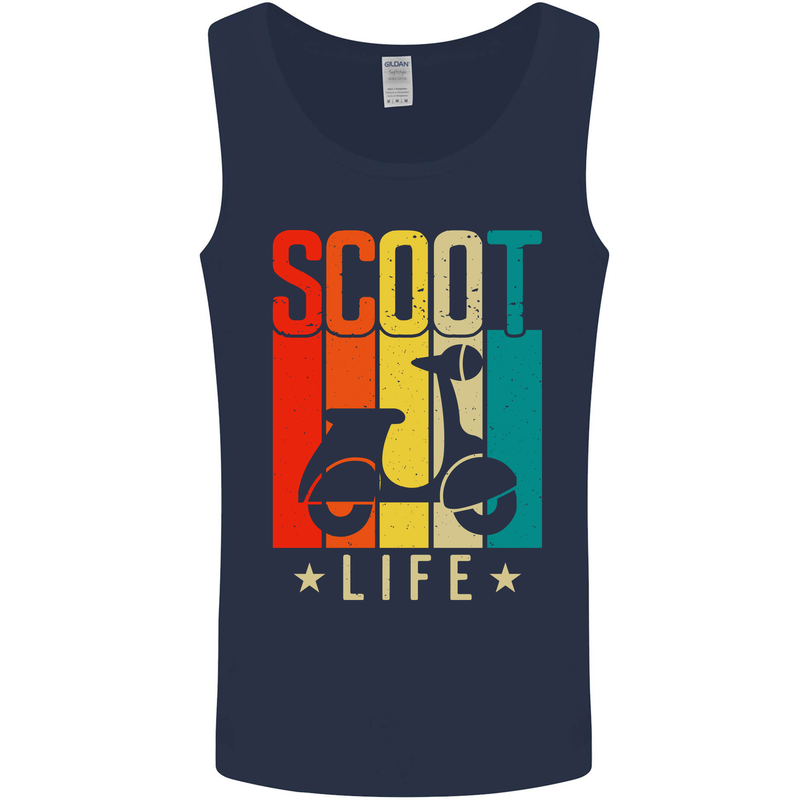 Scoot Life Scooter Motorcycle Mens Vest Tank Top Navy Blue
