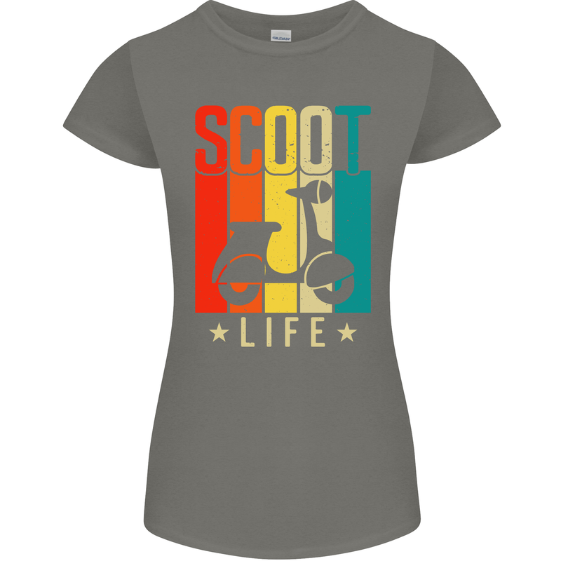 Scoot Life Scooter Motorcycle Womens Petite Cut T-Shirt Charcoal