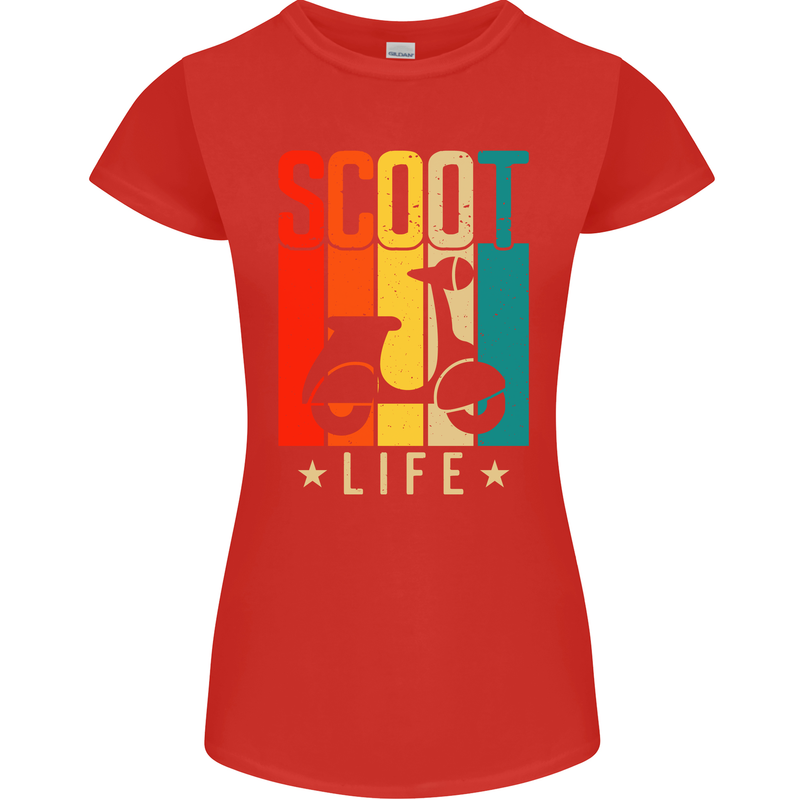 Scoot Life Scooter Motorcycle Womens Petite Cut T-Shirt Red