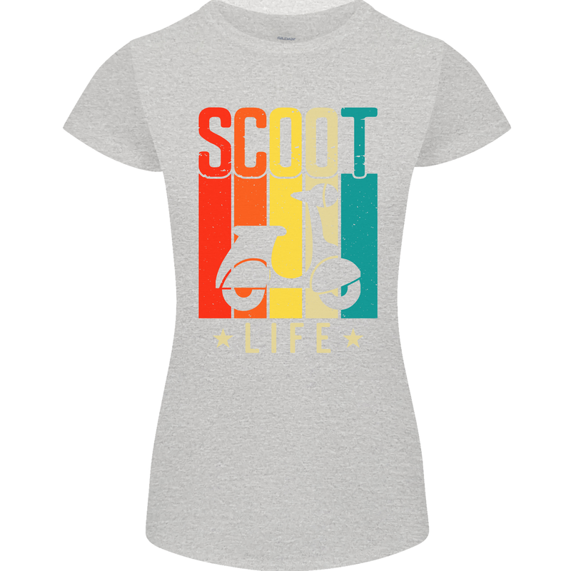 Scoot Life Scooter Motorcycle Womens Petite Cut T-Shirt Sports Grey