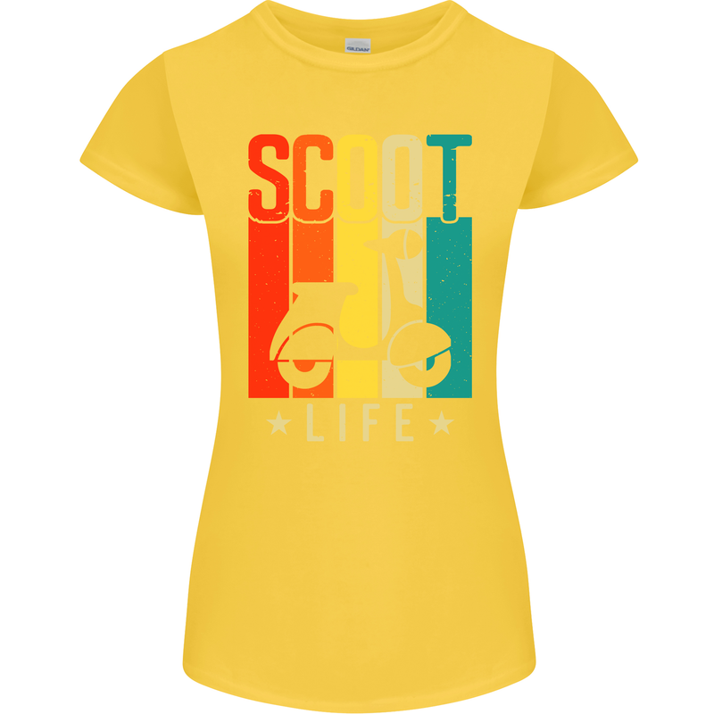 Scoot Life Scooter Motorcycle Womens Petite Cut T-Shirt Yellow
