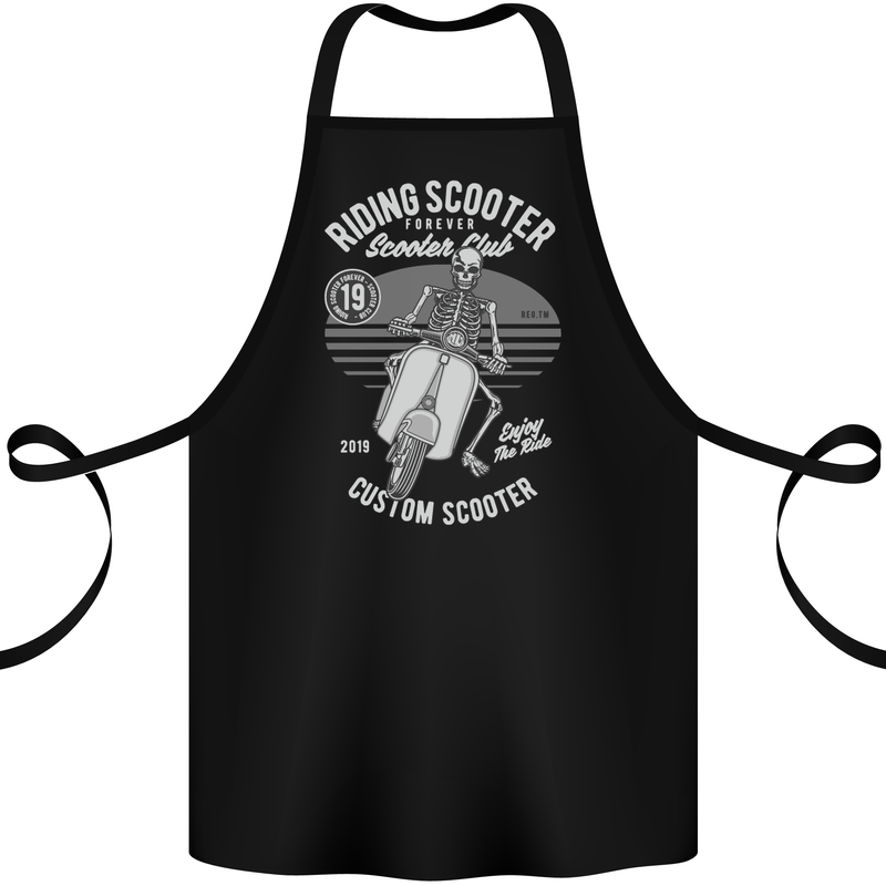 Scooter Club Motorbike Motorcycle Skull Cotton Apron 100% Organic Black