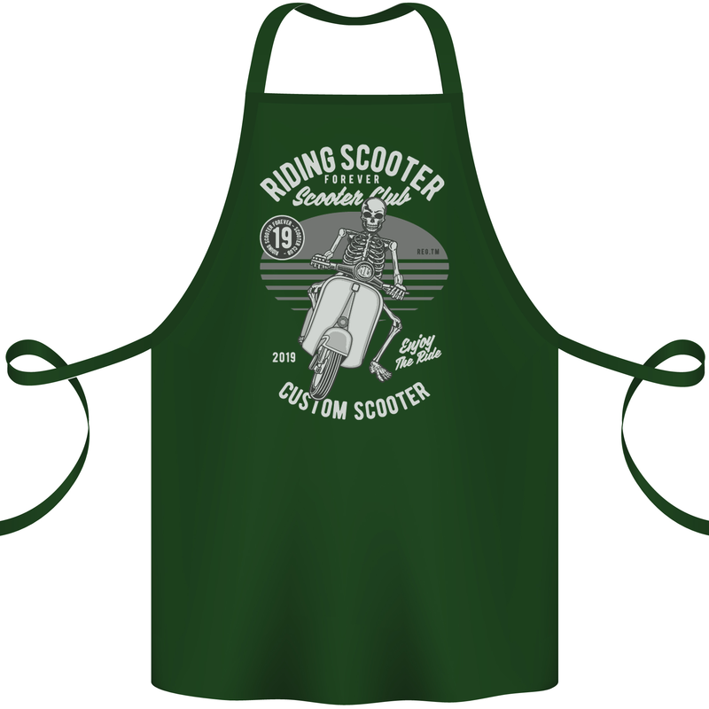 Scooter Club Motorbike Motorcycle Skull Cotton Apron 100% Organic Forest Green