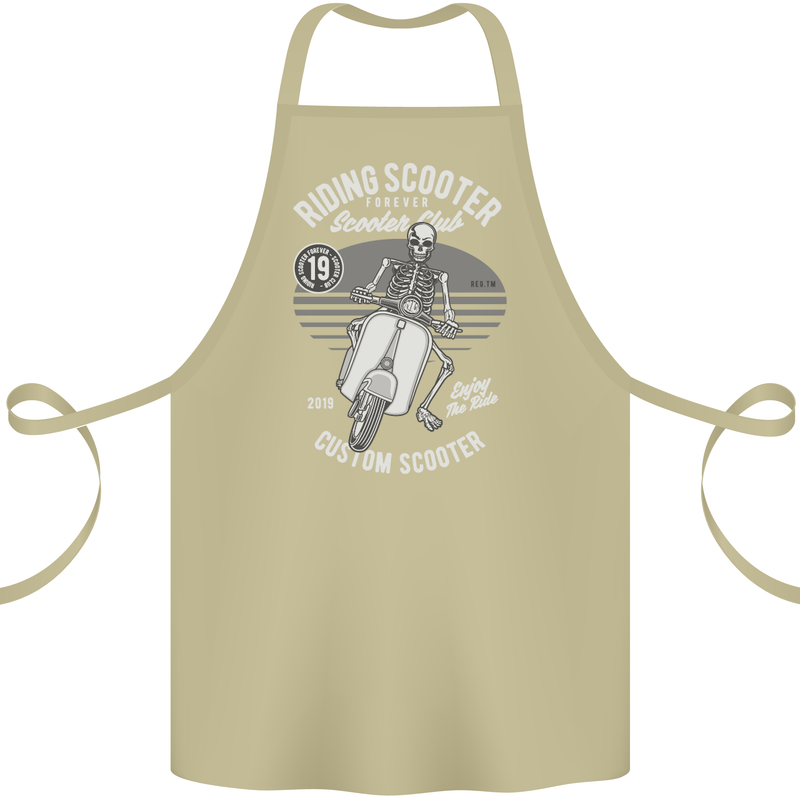 Scooter Club Motorbike Motorcycle Skull Cotton Apron 100% Organic Khaki