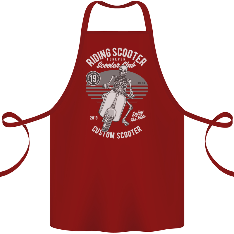 Scooter Club Motorbike Motorcycle Skull Cotton Apron 100% Organic Maroon