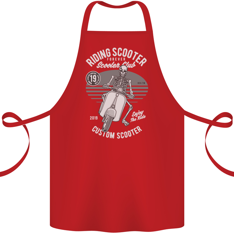 Scooter Club Motorbike Motorcycle Skull Cotton Apron 100% Organic Red