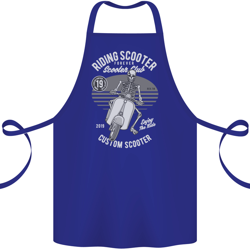 Scooter Club Motorbike Motorcycle Skull Cotton Apron 100% Organic Royal Blue