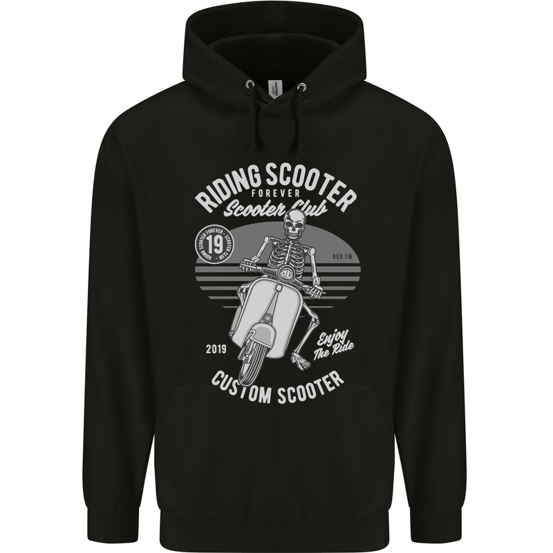 Scooter Club Motorbike Motorcycle Skull Mens 80% Cotton Hoodie Black