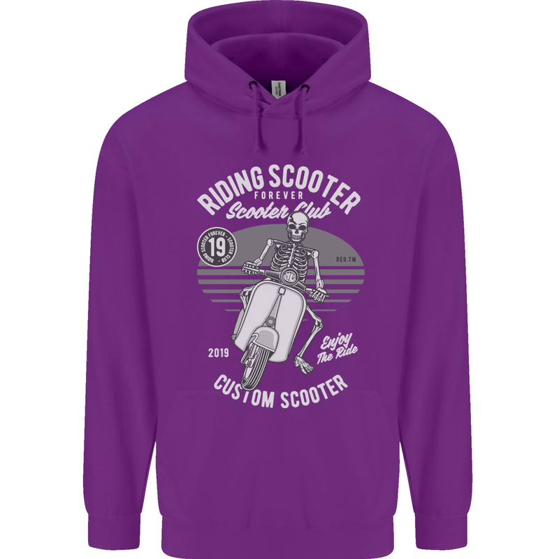 Scooter Club Motorbike Motorcycle Skull Mens 80% Cotton Hoodie Purple