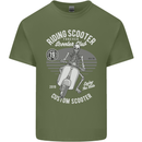 Scooter Club Motorbike Motorcycle Skull Mens Cotton T-Shirt Tee Top Military Green