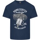 Scooter Club Motorbike Motorcycle Skull Mens Cotton T-Shirt Tee Top Navy Blue
