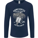 Scooter Club Motorbike Motorcycle Skull Mens Long Sleeve T-Shirt Navy Blue