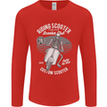 Scooter Club Motorbike Motorcycle Skull Mens Long Sleeve T-Shirt Red