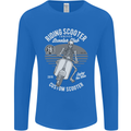 Scooter Club Motorbike Motorcycle Skull Mens Long Sleeve T-Shirt Royal Blue
