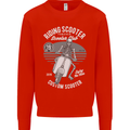 Scooter Club Motorbike Motorcycle Skull Mens Sweatshirt Jumper Bright Red