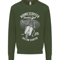 Scooter Club Motorbike Motorcycle Skull Mens Sweatshirt Jumper Forest Green