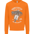 Scooter Club Motorbike Motorcycle Skull Mens Sweatshirt Jumper Orange