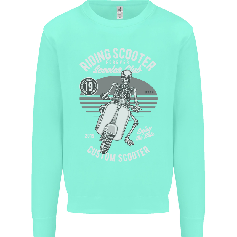 Scooter Club Motorbike Motorcycle Skull Mens Sweatshirt Jumper Peppermint