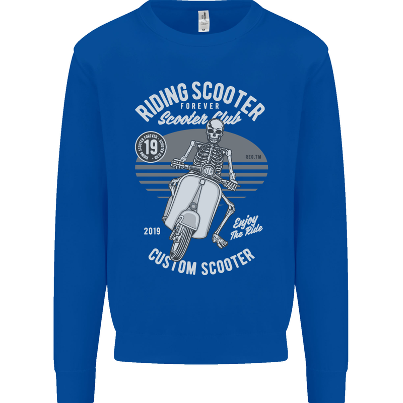 Scooter Club Motorbike Motorcycle Skull Mens Sweatshirt Jumper Royal Blue
