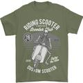Scooter Club Motorbike Motorcycle Skull Mens T-Shirt Cotton Gildan Military Green