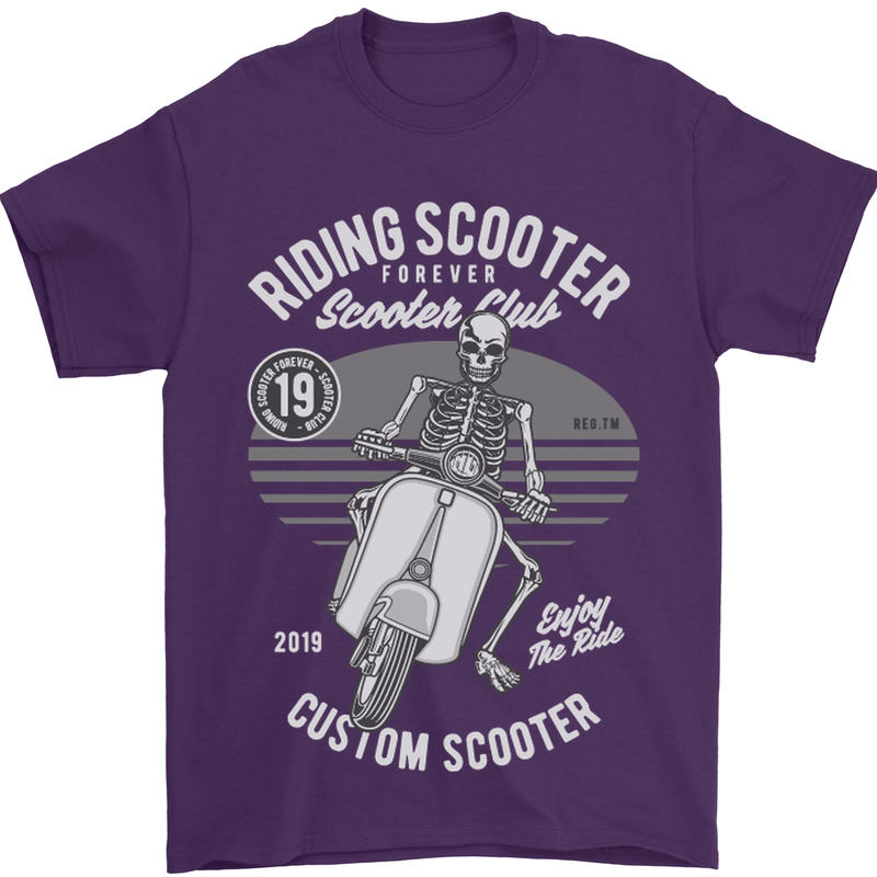 Scooter Club Motorbike Motorcycle Skull Mens T-Shirt Cotton Gildan Purple