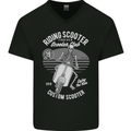 Scooter Club Motorbike Motorcycle Skull Mens V-Neck Cotton T-Shirt Black