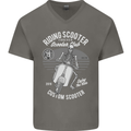 Scooter Club Motorbike Motorcycle Skull Mens V-Neck Cotton T-Shirt Charcoal