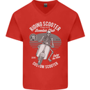 Scooter Club Motorbike Motorcycle Skull Mens V-Neck Cotton T-Shirt Red