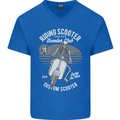 Scooter Club Motorbike Motorcycle Skull Mens V-Neck Cotton T-Shirt Royal Blue