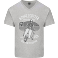 Scooter Club Motorbike Motorcycle Skull Mens V-Neck Cotton T-Shirt Sports Grey