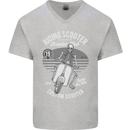 Scooter Club Motorbike Motorcycle Skull Mens V-Neck Cotton T-Shirt Sports Grey