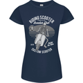 Scooter Club Motorbike Motorcycle Skull Womens Petite Cut T-Shirt Navy Blue