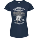 Scooter Club Motorbike Motorcycle Skull Womens Petite Cut T-Shirt Navy Blue